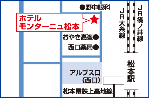 地図　ホテルモンターニュ松本